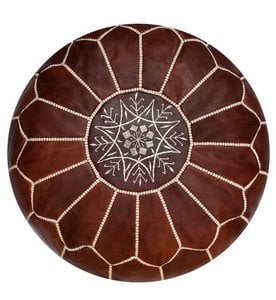 Lederen pouffe - honingbruin