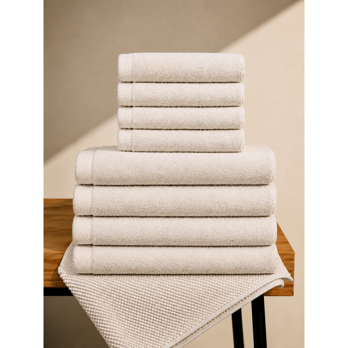 Juego de baño familiar Pamukia para 4 personas - 100% algodón orgánico certificado GOTS | Colección Esencia