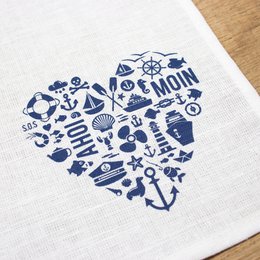 maritime half-linen napkin heart "Nordic by Heart"
