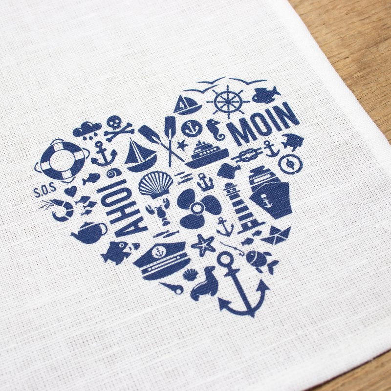 maritime half-linen napkin heart "Nordic by Heart"