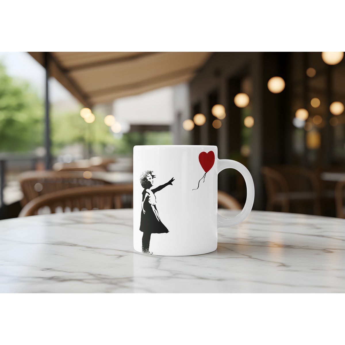 Tazza in ceramica Banksy da 325 ml - Ragazza con palloncino rosso