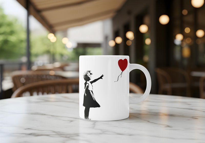 Banksy keramische mok 325 ml - Meisje met rode ballon
