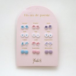 Box of 12 Ceramic Earrings — A Year of Pastel Poetry