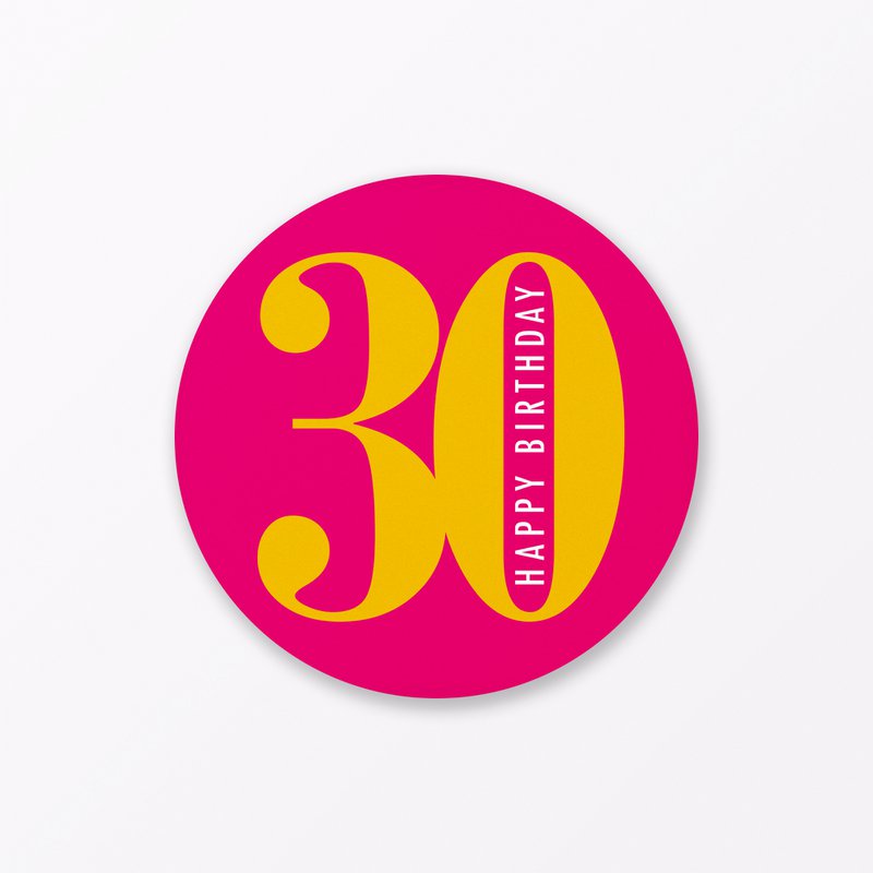 Geburtstagskarte "Runder Geburtstag 30" rund inkl. Umschlag