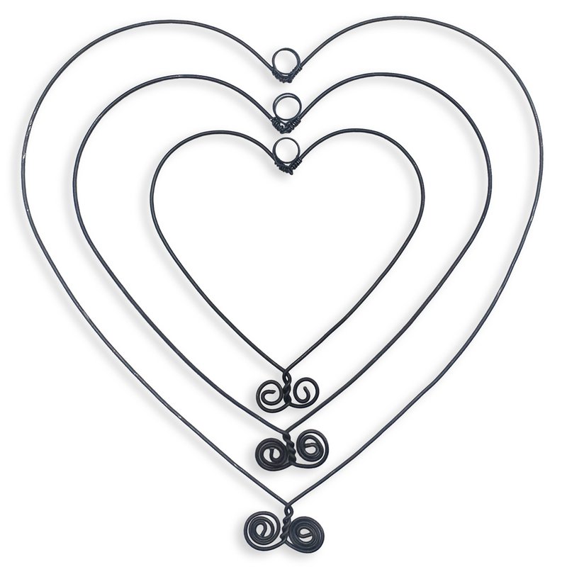 Wire wall decoration "Trio Coeurs Variegés" (set of 3) to pin - Wall Jewelry