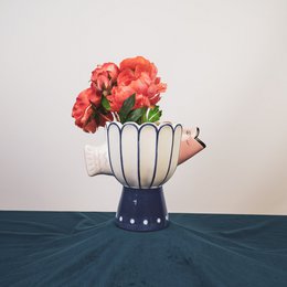 Vaso - Fish - Dolomite -Blue/bianco/rosa -21x13.5x18cm