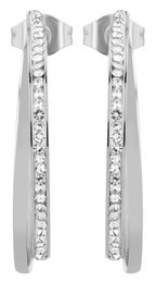 "Vanessa" double hoop earrings made of stainless steel with silver trim