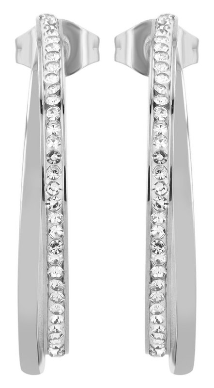"Vanessa" double hoop earrings made of stainless steel with silver trim