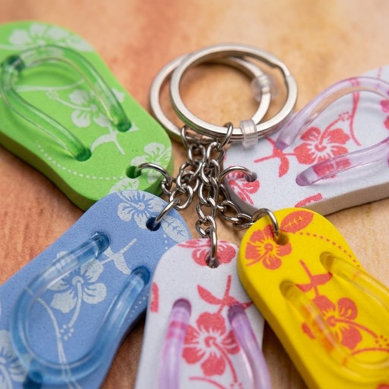 Foam Flip Flop Keychain Beach Key Ring
