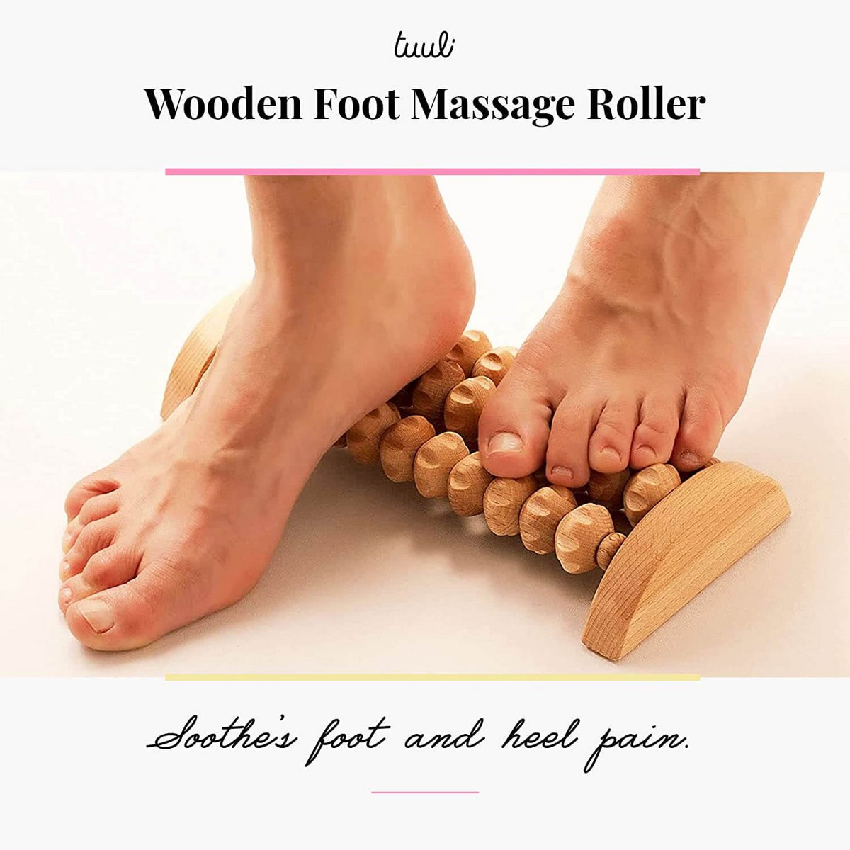 Træfodmassage Rullefødder Massager Træ 26 x 12 cm