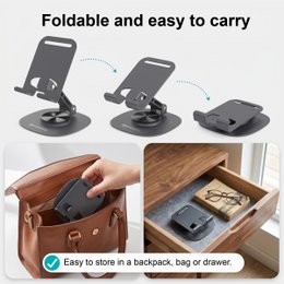 NOVOTECK Z-094 Soporte Giratorio Plegable para Teléfono - Base Metálica con Ángulo Ajustable de 360° para Smartphones y Tabletas