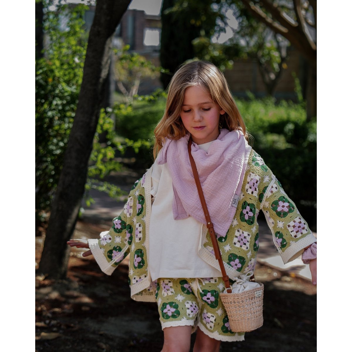 Echarpe mousseline enfant • Mauve