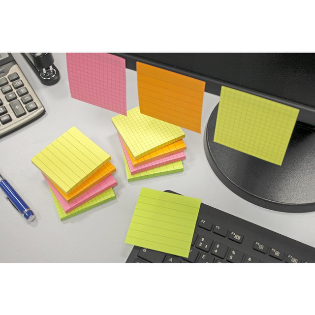 Info notes 75x75mm gelinieerd fel groen 80 blad gelinieerd