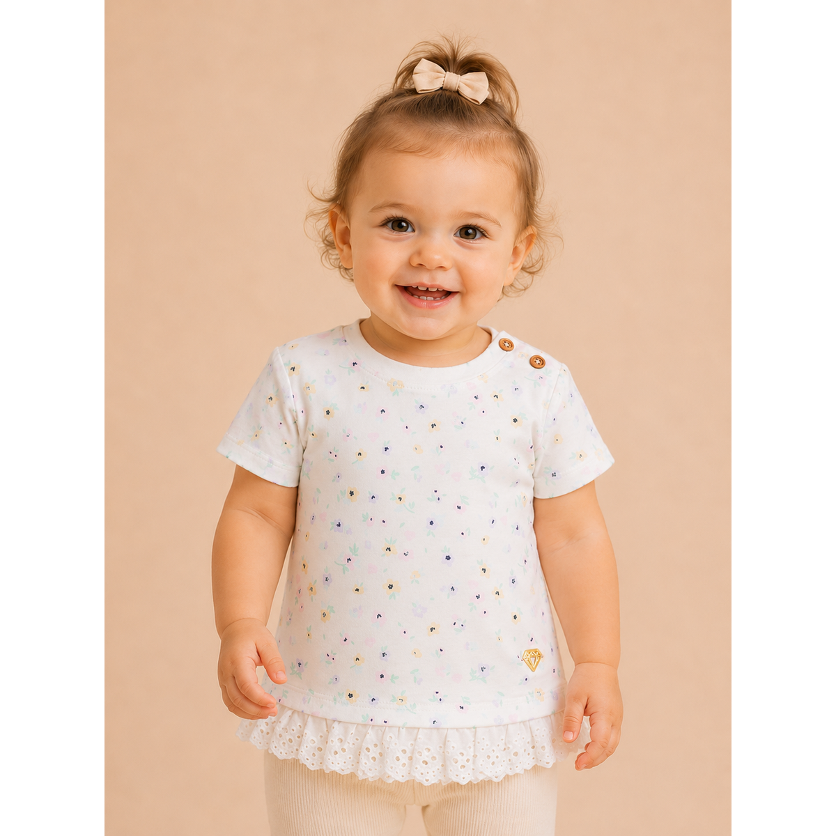 Little Chiq White Baby Shirt Flower Confetti