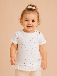 Little Chiq White Baby Shirt Flower Confetti