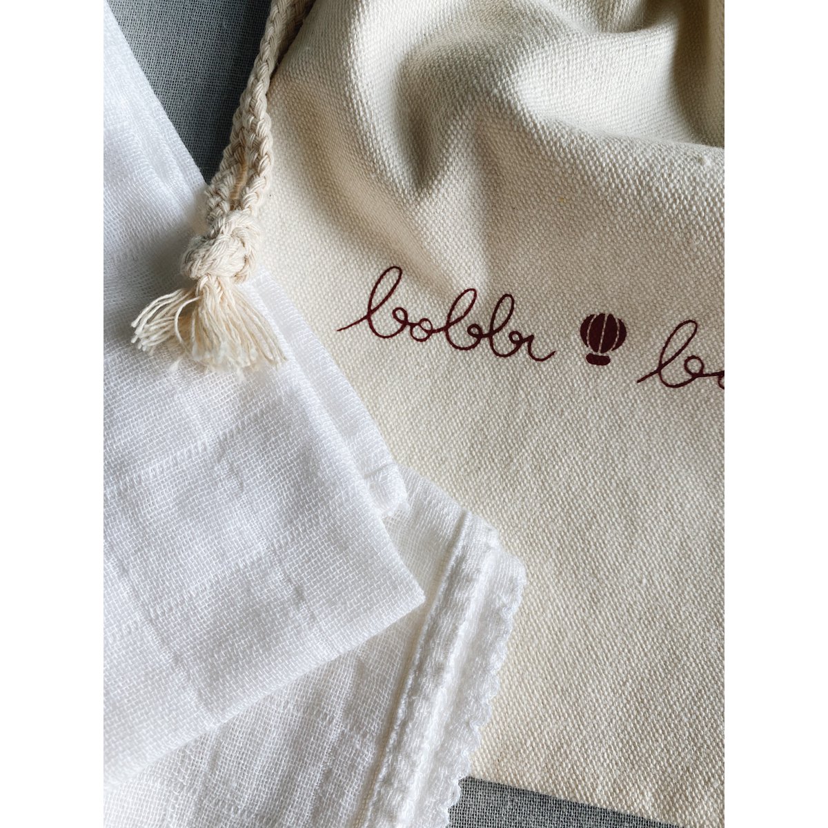 Mousseline met gehaakte bies - Witte bies