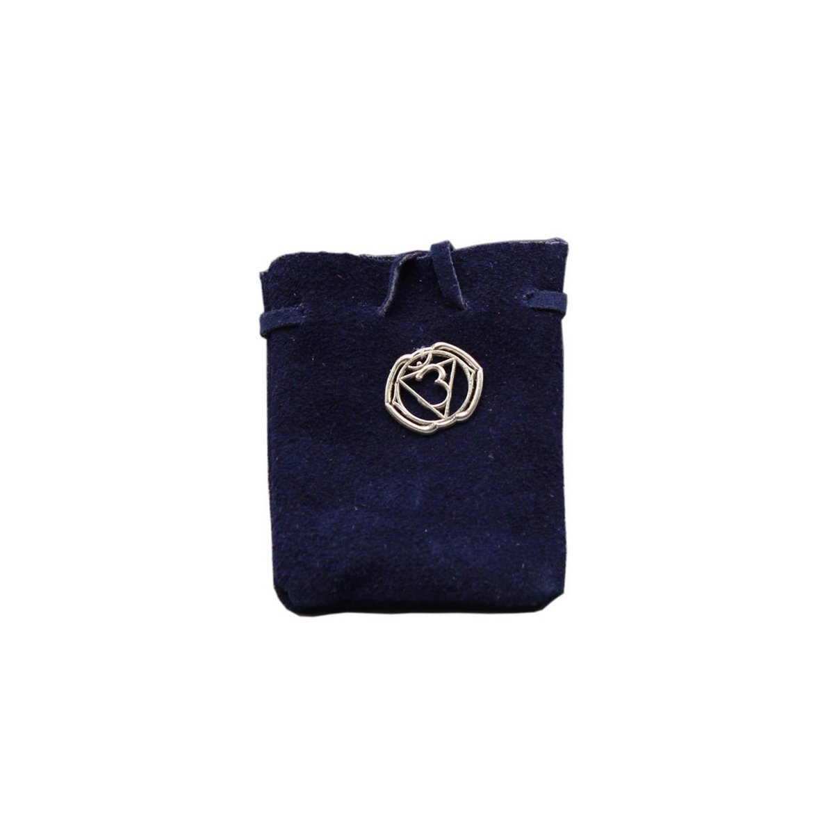 WILDLEDERBEUTEL-BLAU MIT CHAKRA-SYMBOL 3,25X2,75"
