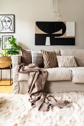 Plaid coton SUZETTE 130x160cm, taupe
