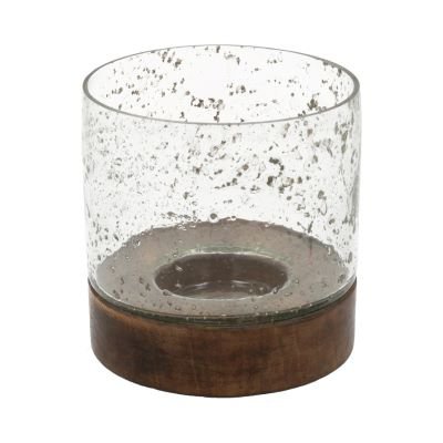 Bougeoir verre bullé H13D13 Noir