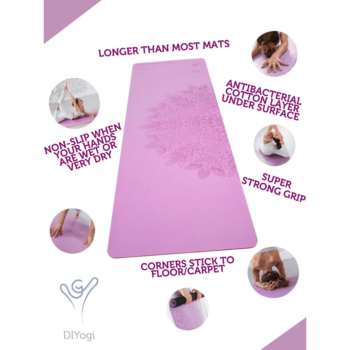 DIYogi™ PURPLE YOGA MAT - MANDALA