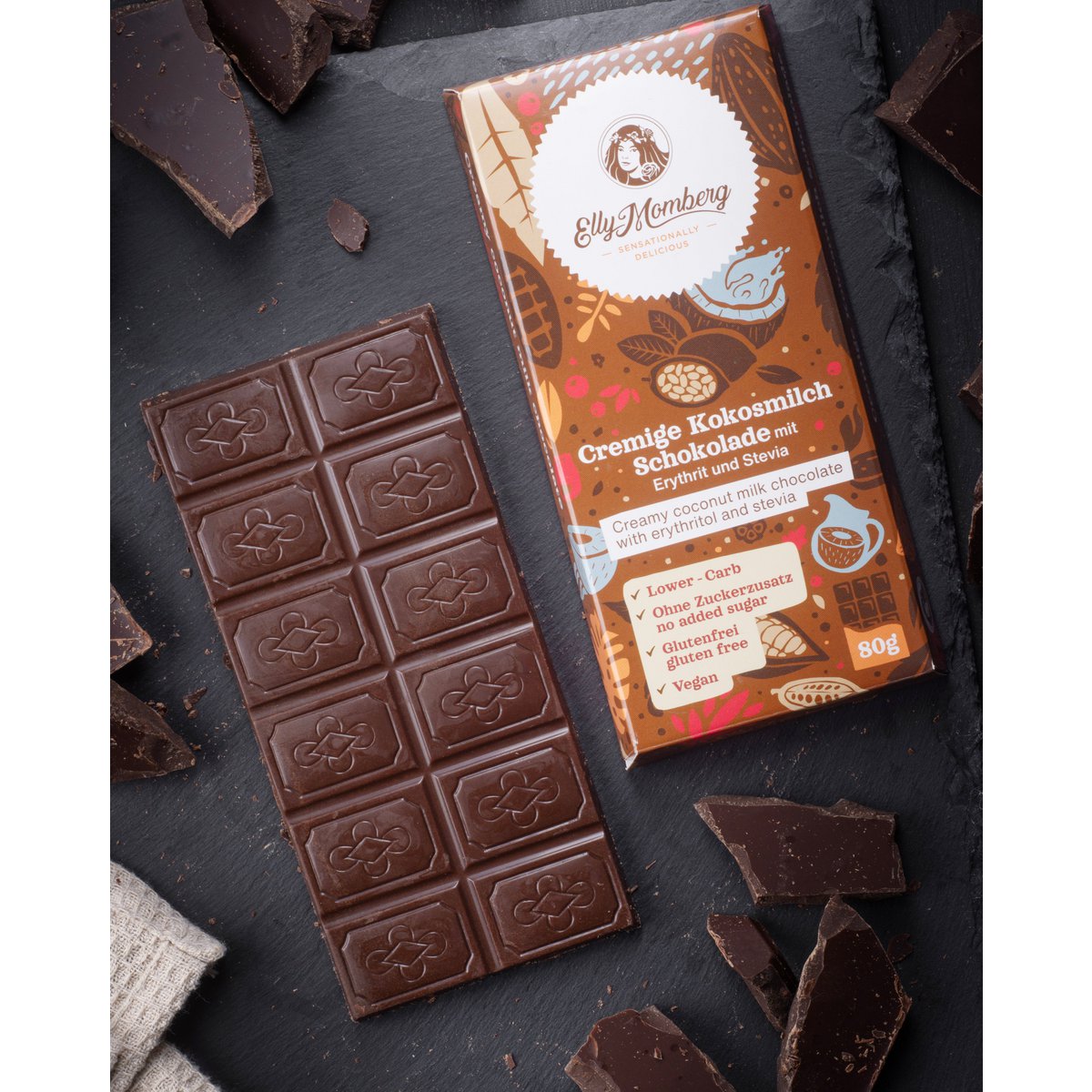 Cremige Kokosmilchschokolade ohne Zuckerzusatz | 80g