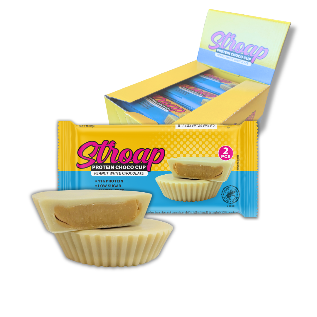 Eiwitarme pinda-witte chocoladebeker