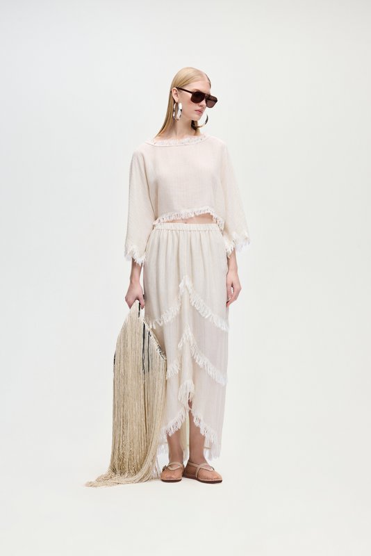 IKIKIZ natuurlijke TENCEL™ linnen asymmetrische rok