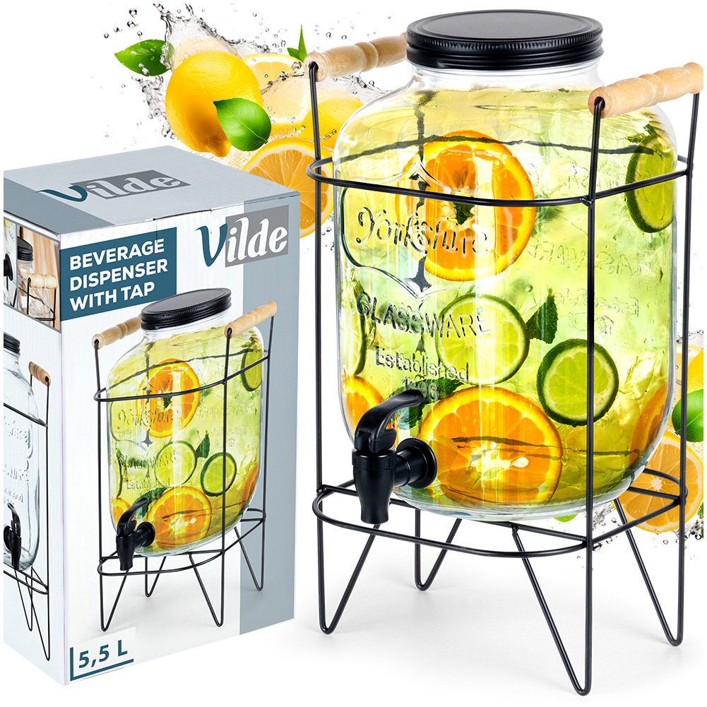 Spender mit dem Wasserhahn und stehen schwarz 5,5 l