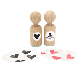 Niet symmetrische hartvorm Mini houten stempel