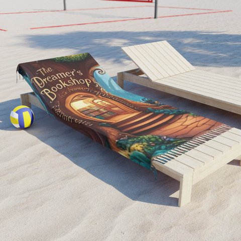 U.S.A. - Dreamer’s Bookshop Boho Beach Towel – Cozy, Inspirational Vibes for Beach Lovers
