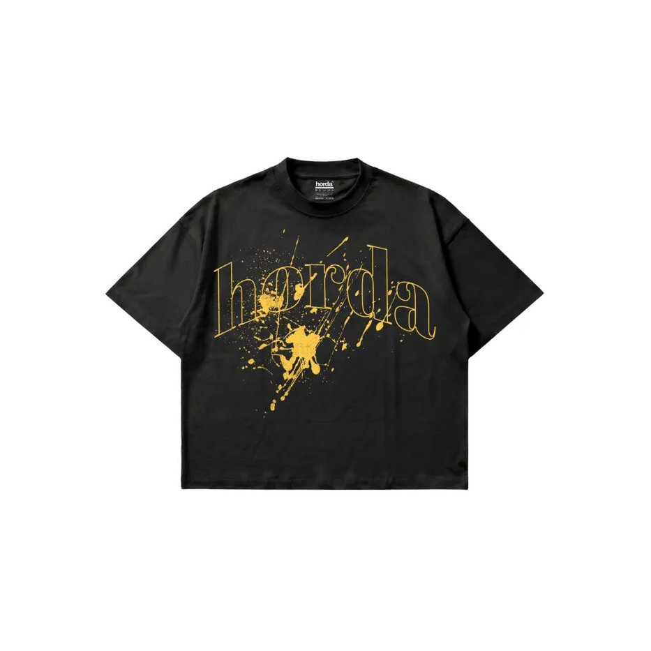 T-shirt Nera Boxy Fit 200gsm "Per Certi Versi" Back Print | Horda® Lemon Skull