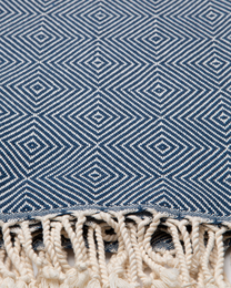 CRYSTAL Cotton Hammam Beach Towel – Quick Dry – Blue - 180x100 cm