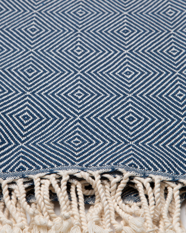 CRYSTAL Cotton Hammam Beach Towel – Quick Dry – Blue - 180x100 cm