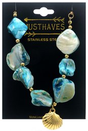 F-E15.2 B074-084G-1 S. Steel Statement Bracelet Shells 16 - 21cm