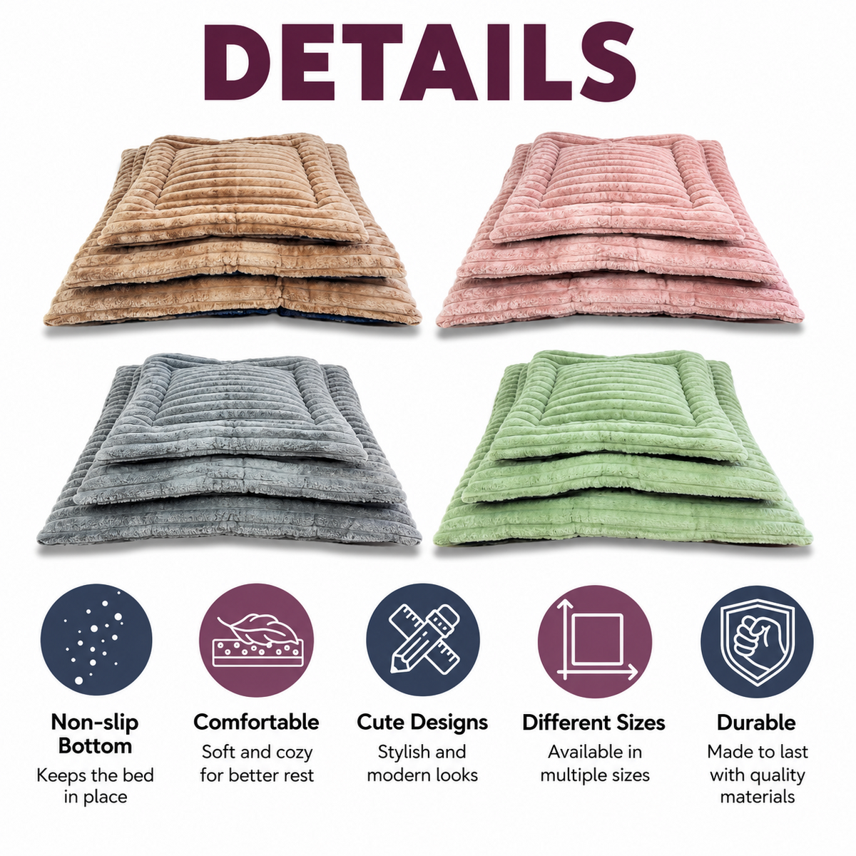 Yommy Pink Haustierbett für Hunde und Katzen | Winter-Haustiermatte, 3 Größen und 4 Farben | Hundebett, Sofa und Matratze im Wiegenstil für Hunde und Katzen