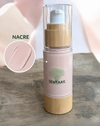  Liquid mineral foundation, pink bottle, bamboo wood wrap, natural SPF, complexion care