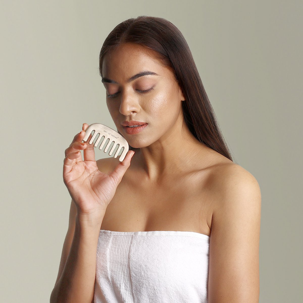 Kansa Comb - 100% Pure Kansa Metal til hovedbundmassage og hår vitalitet