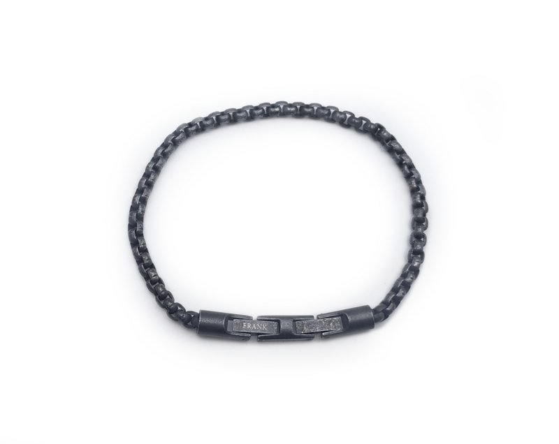 Frank 1967 7FB-0547 Stalen Armband - Heren - Schakel - 19 cm - 4 mm Dik - Vintage Look - Antraciet