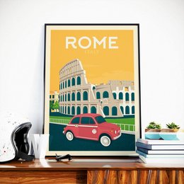 Vintage poster van Rome | Premium poster City Rome Italië