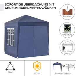 Pawilon składany, namiot piwny, 4 zdejmowane ściany boczne, 2 okna, metalowa rama, 2 x 2 m, ciemnozielony