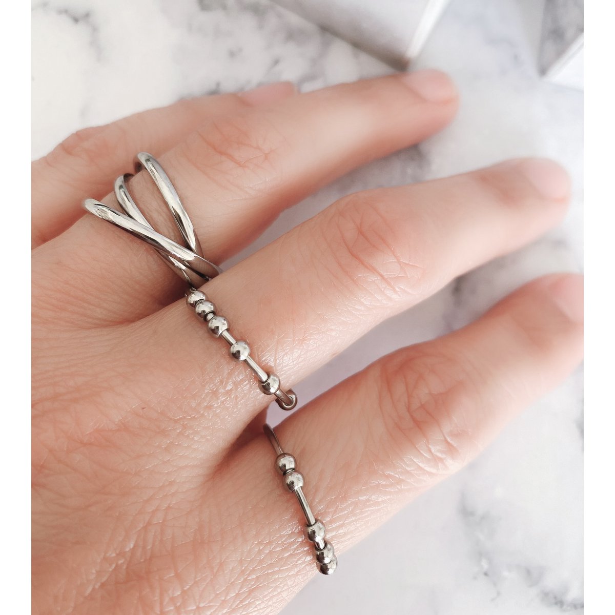 R1067 Rolling Anxiety Fidget Ring Rose Gold Stålfarve