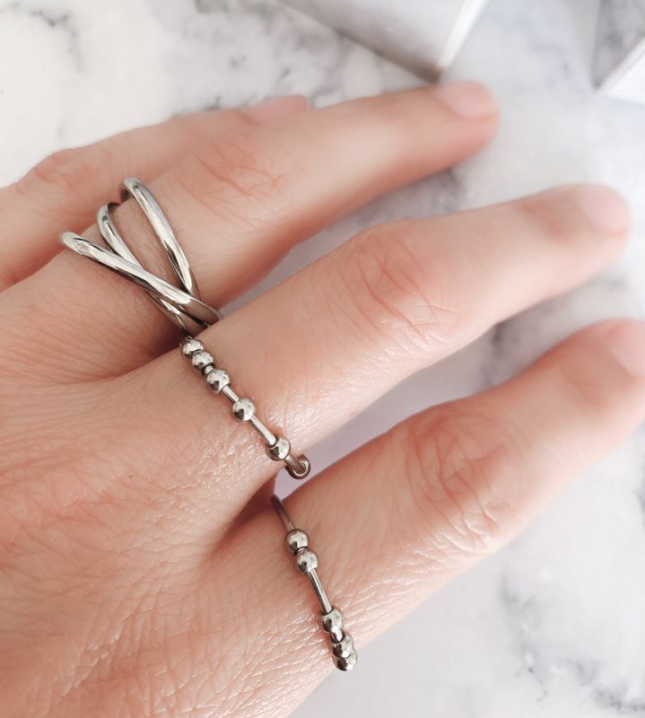 R1067 Rolling Anxiety Fidget Ring Rose Gold Stålfarve