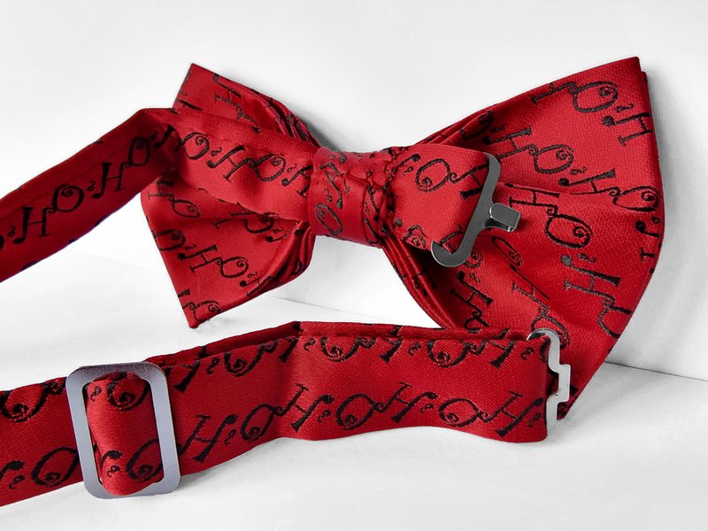 Christmas bowtie "Red Hohoho with black writing"