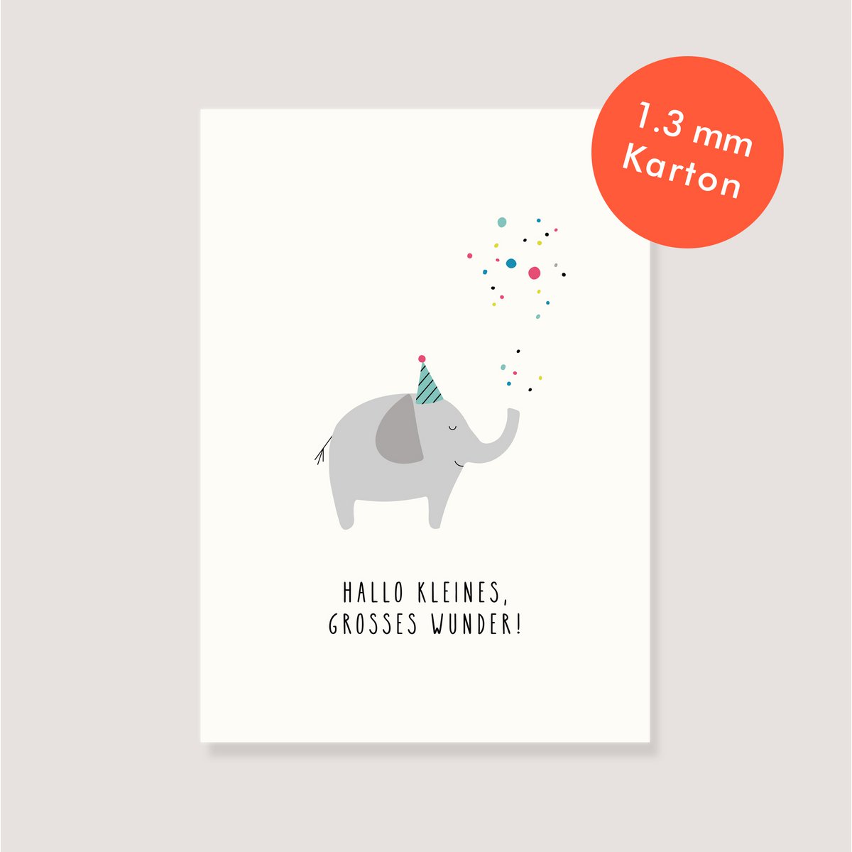 Ansichtkaart naturel karton - "Olifant - Hallo klein, groot wonder"