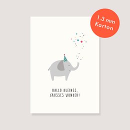 Postkort naturligt karton - "Elefant - Hej lille, store mirakel"
