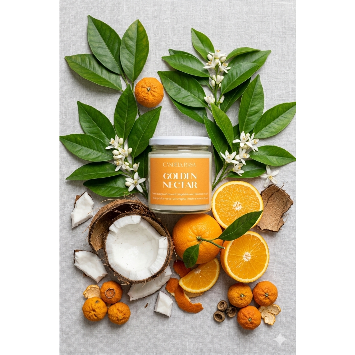 Vela aromática naranja dulce y coco - Golden Nectar