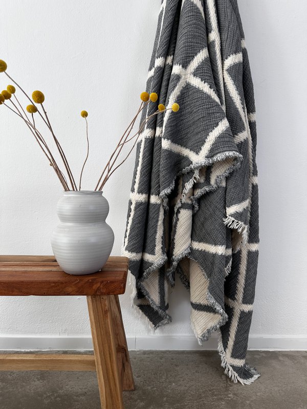 Muslin blanket - gray-white - 2.20 x 2.50 m FAIR