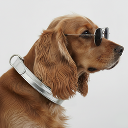 CHURCHILL NECKLACE. Silver – Vegan leather dog collar