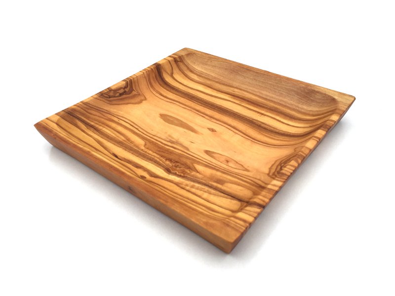 Piatto 20 x 20 cm Piatto da portata quadrato in legno di ulivo