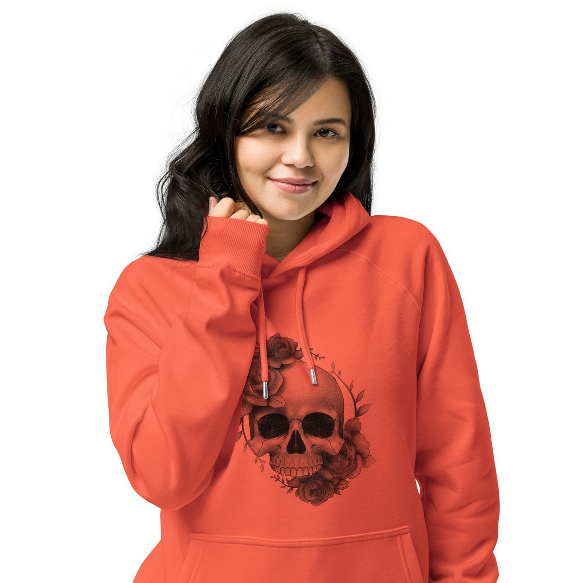 Sweat à capuche raglan biologique unisexe Roses